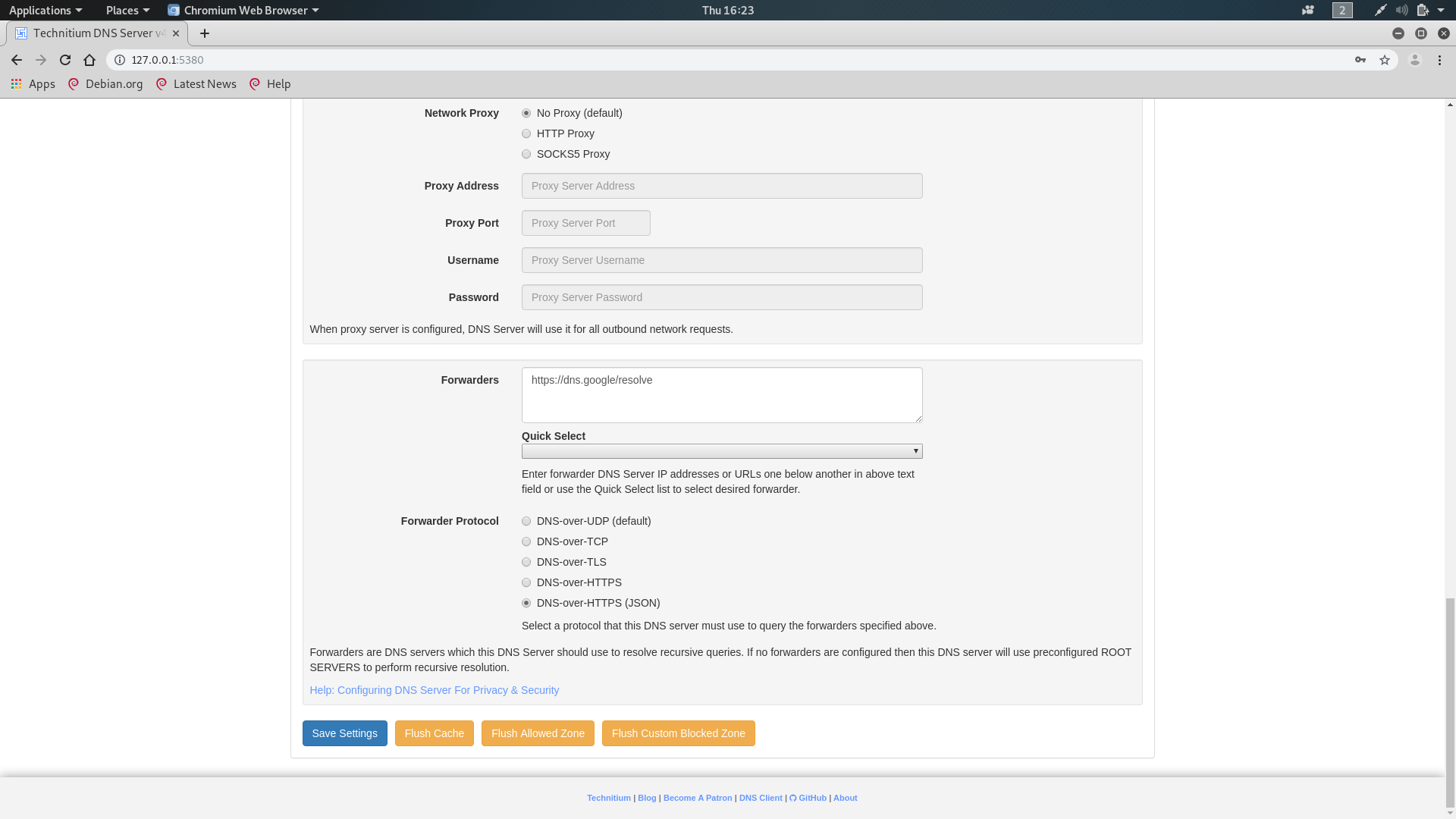 DoH proxy configuration